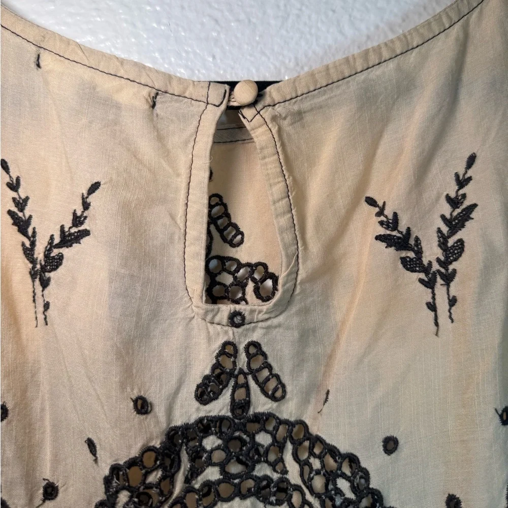 Floreat Cream and Black Embroidered Dress